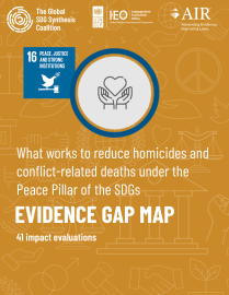 What works to reduce homicides and conflict-related deaths under the Peace Pillar of the SDGs: Evidence and Gap Map (41 impact evaluations)